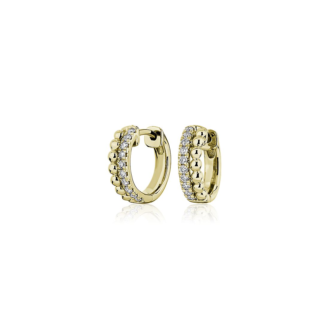 Double Row Diamond Huggie Hoop Earrings in 14k Yellow Gold (0.10 ct. tw.)