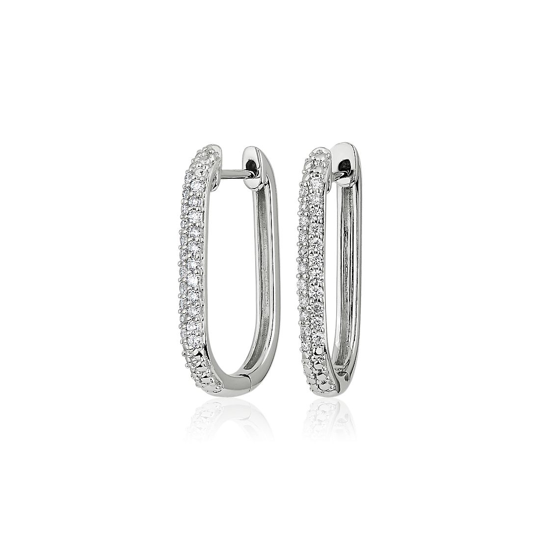Double Row Pavé Paperclip Hoop Earring in 14k White Gold (1/4 ct. tw.)