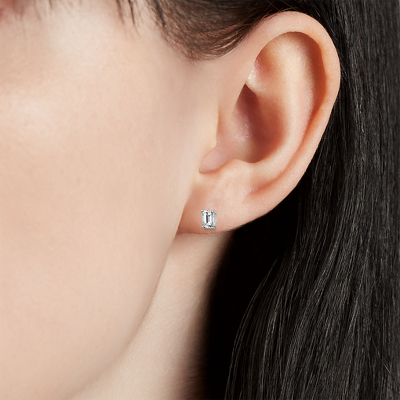 Emerald-Cut Diamond Stud Earrings in 14k White Gold - G/SI2 (5/8 ct. tw.)