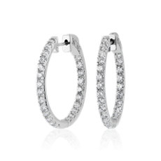 Eternity Diamond Hoop Earrings in 14k White Gold (2 ct. tw.)