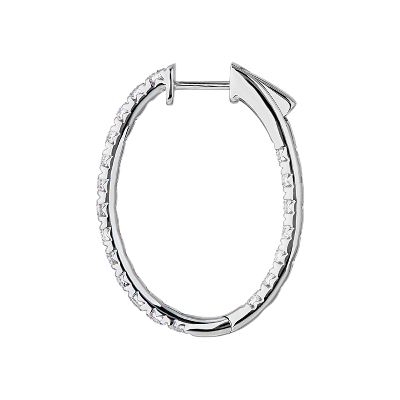 Eternity French Pavé Oval Hoop Earrings in 14k White Gold (1.52 ct. tw.)