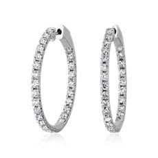 NEW Eternity French Pavé Round Hoop Earrings in 14k White Gold (2 ct. tw.)