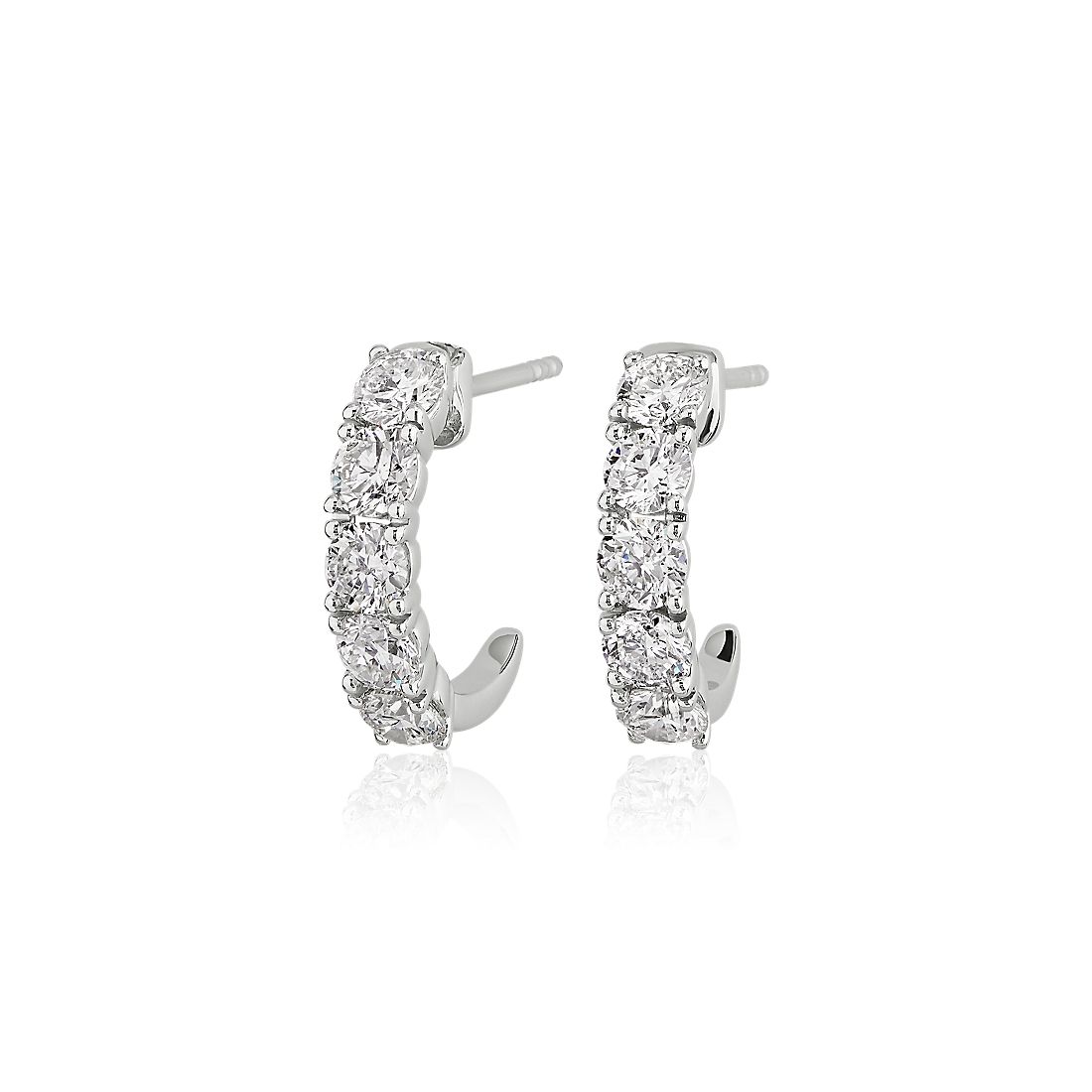 Five Stone Semi-Hoop Diamond Earrings in 14k White Gold (2 ct. tw.)