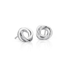 Flat Love Knot Stud Earrings in Sterling Silver