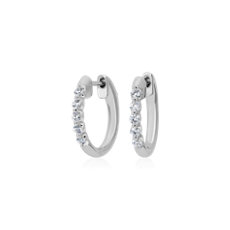 NEW Floating Front Facing Diamond Hoop Earrings in 14k White Gold (1/4 ct. tw)