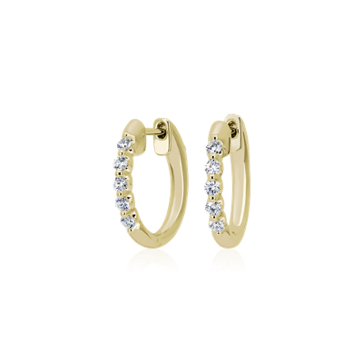 Floating Front Facing Diamond Hoop Earrings in 14k Yellow Gold (1/4 ct ...