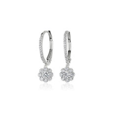 Floral Milgrain Diamond Drop Earrings in 14k White Gold (1/2 ct. tw.)