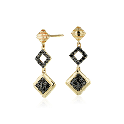 Frances Gadbois Black Diamond Drop Earrings in 14k Yellow Gold (1/3 ct ...