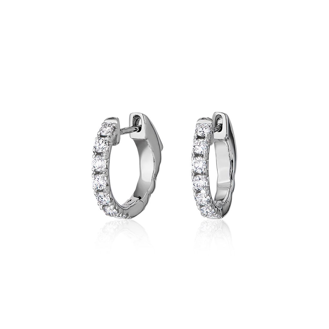 French Pavé Round Hoop Earrings in 14k White Gold (1/2 ct. tw.)