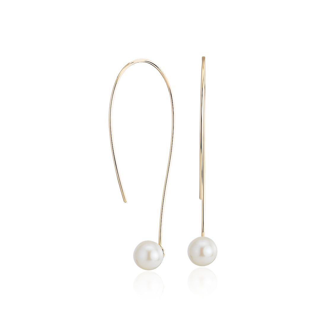 Front-Back Freshwater Cultured Pearl Threader Earring in 14k Yellow Gold (5-6mm)
