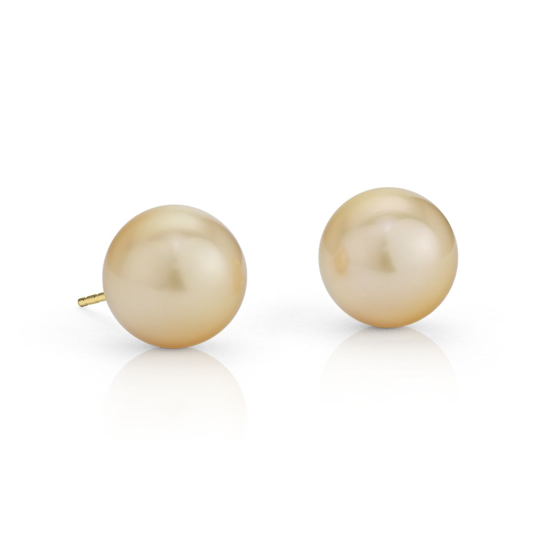 Golden South Sea Cultured Pearl Stud Earrings in 18k Yellow Gold (11-12mm)