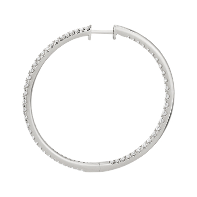 Graduated Eternity Diamond Hoop Earrings in 14k White Gold (2 ct. tw.)