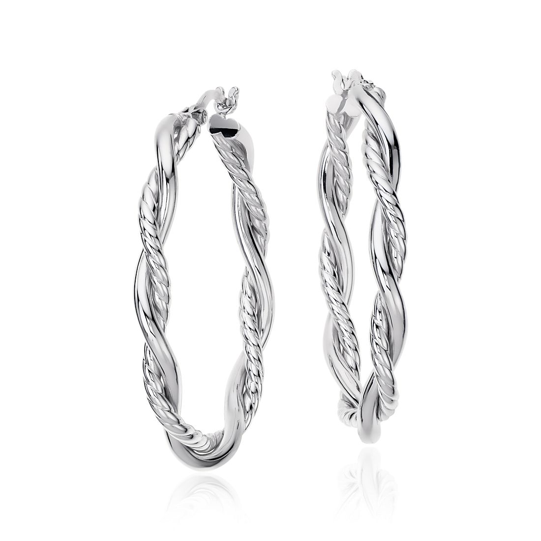 Intertwined Oval Hoop Earrings in Sterling Silver
