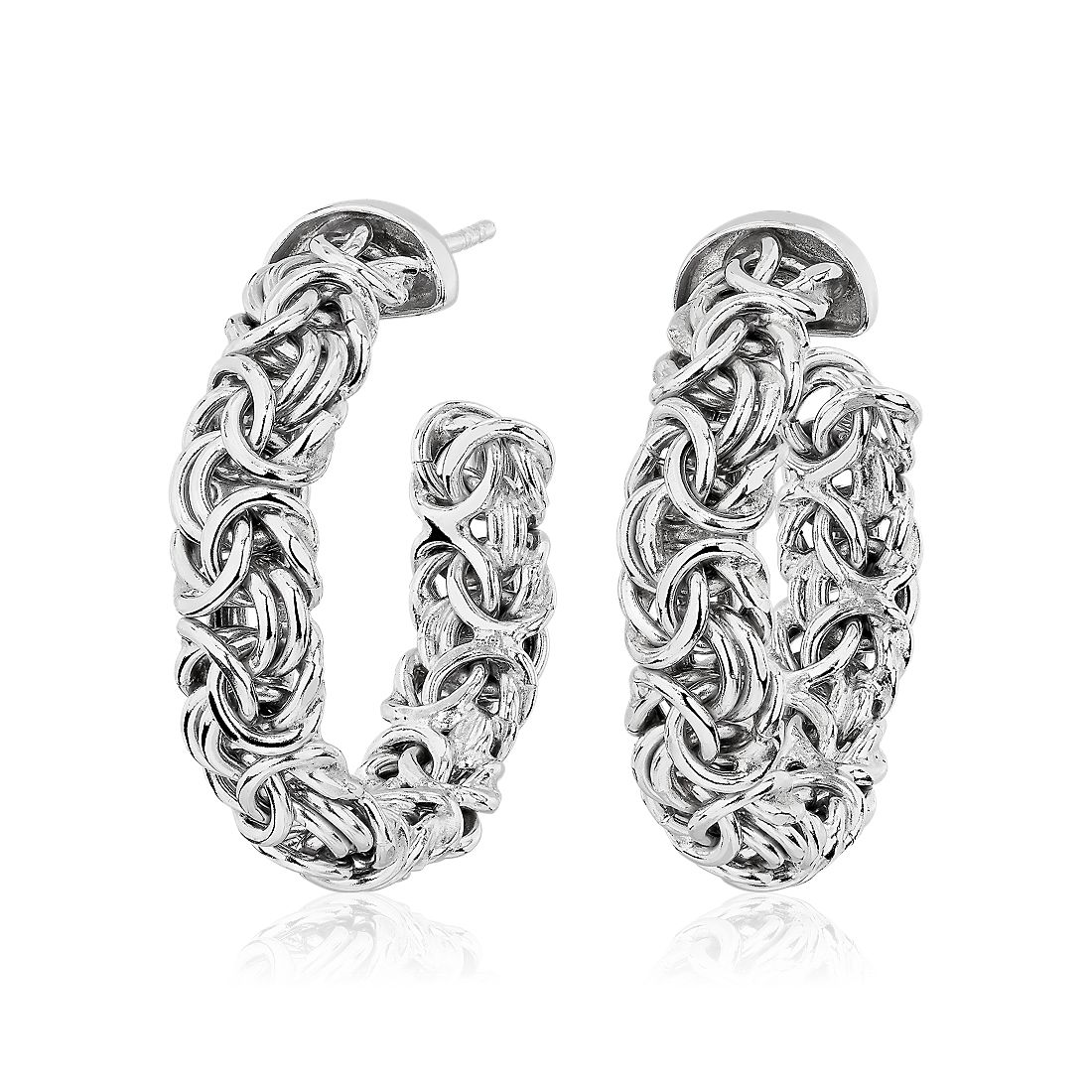Italian Sterling Silver Byzantine Hoop Earrings