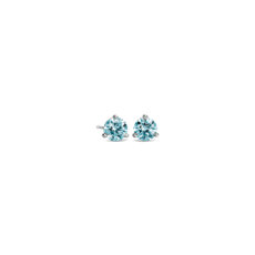 LIGHTBOX Lab-Grown Blue Diamond Round Solitaire Martini Stud Earrings in 14k White Gold (1/2 ct. tw.)