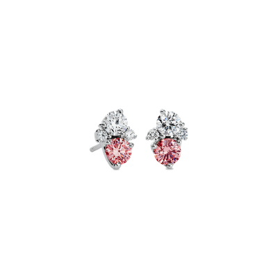 Lightbox Lab Grown Pink White Diamond Round Cluster Earrings In 14k White Gold 1 Ct Tw Blue Nile Ca