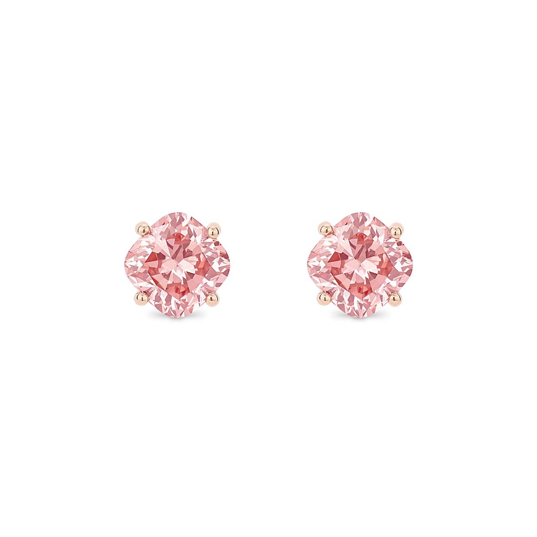 LIGHTBOX Lab-Grown Pink Diamond Cushion Solitaire Stud Earrings in 14k Rose Gold (1 1/2 ct. tw.)