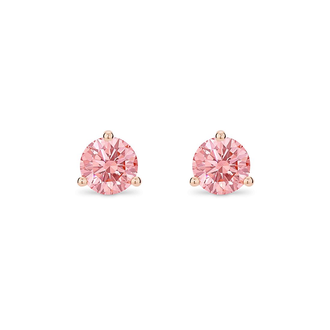 LIGHTBOX Lab-Grown Pink Diamond Round Solitaire Martini Stud Earrings in 14k Rose Gold (1 1/2 ct. tw.)