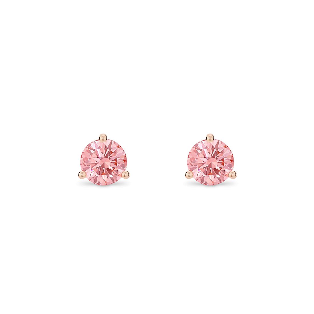 LIGHTBOX Lab-Grown Pink Round Diamond Solitaire Martini Stud Earrings in 14k Rose Gold (1 ct. tw.)
