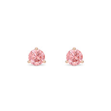 14k 玫瑰金LIGHTBOX 實驗室培育粉紅色圓鑽單石馬丁尼風格鑲嵌法釘款耳環（1 克拉總重量）