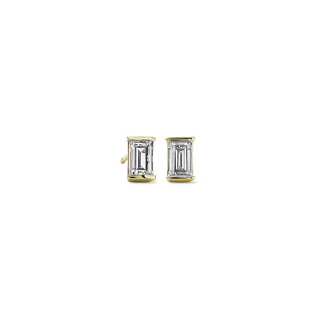 LIGHTBOX Lab-Grown Solitaire Diamond Baguette Stud Earrings in 14k Yellow Gold (3/4 ct. tw.)