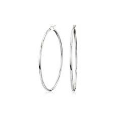 14k 白金大型圈环形耳环（2 x 45 毫米）