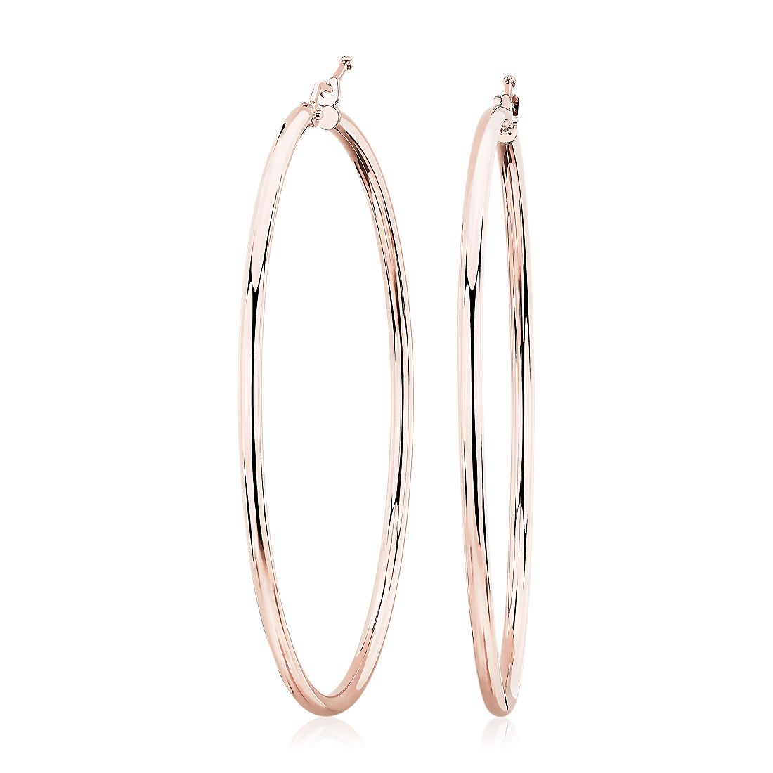 14k Rose Gold Oval Hoop Earrings New 