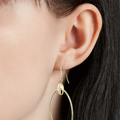 Large Open Oval Drop Earrings in 14k Yellow Gold