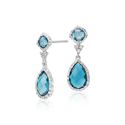 London Blue Topaz and White Topaz Dangle Earrings in Sterling Silver (9x6mm) | Blue Nile