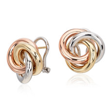 Oversized Love Knot Stud Earring in 14k Tri-Colour Italian Gold