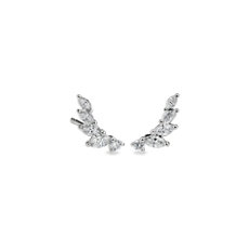 Marquise Climber Stud Earrings in 14k White Gold (1/2 ct. tw.)