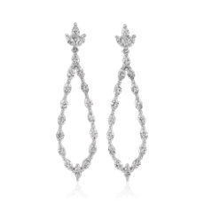 NEW Marquise Cut Diamond Drop Earrings in 14k White Gold (3 ct. tw.)