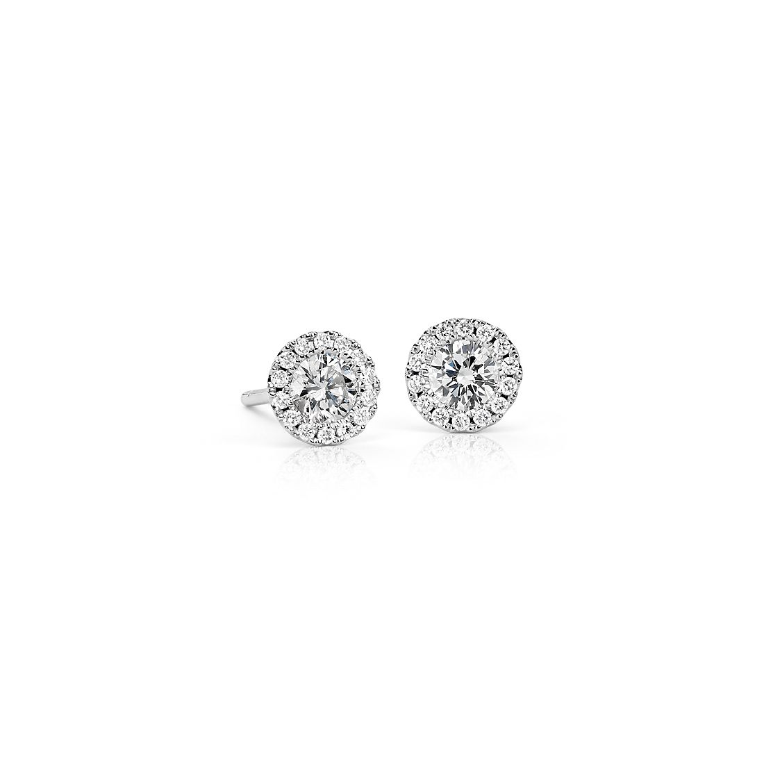 Martini Halo Diamond Earrings in 14k White Gold