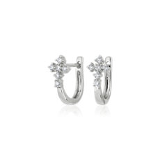 Mini Diamond Cross Huggie Hoop Earrings in 14k White Gold (1/4 ct. tw.)