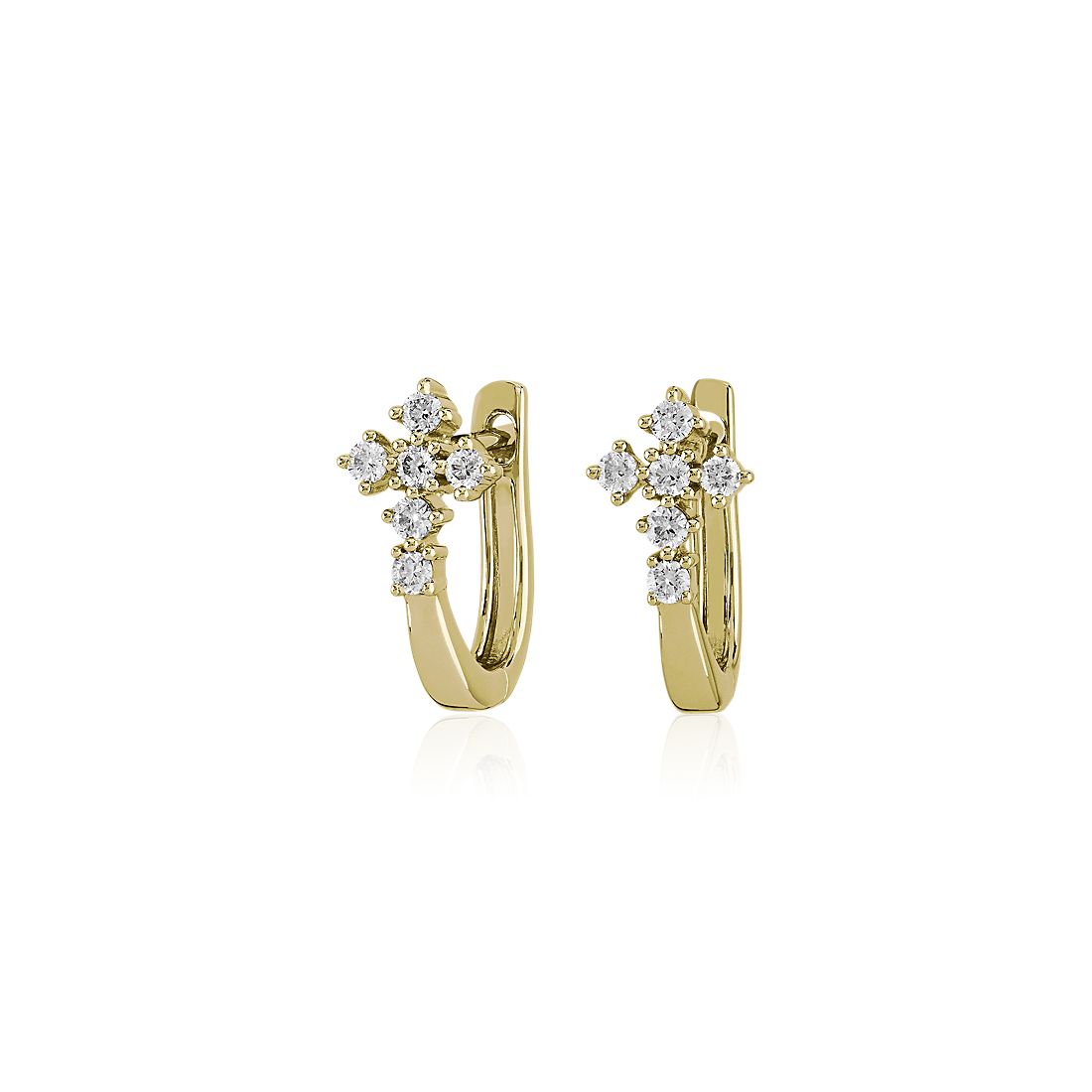 Mini Diamond Cross Huggie Hoop Earrings in 14k Yellow Gold (1/4 ct. tw ...