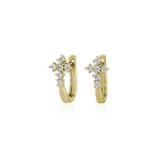 Mini Diamond Cross Huggie Hoop Earrings in 14k Yellow Gold (1/4 ct. tw.)