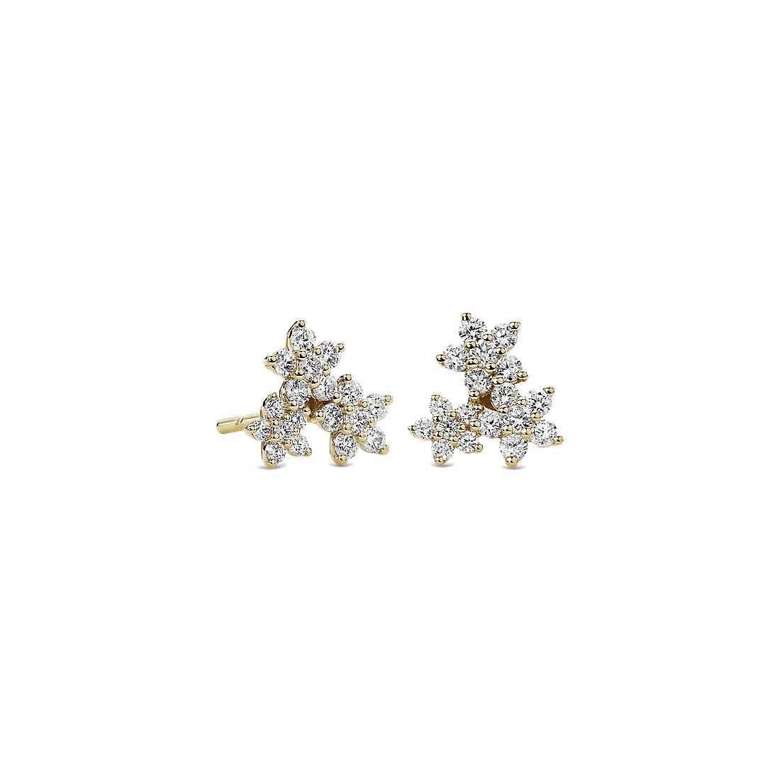 Mini Flower Cluster Stud Earrings in 14k Yellow Gold (1/2 ct. tw.)