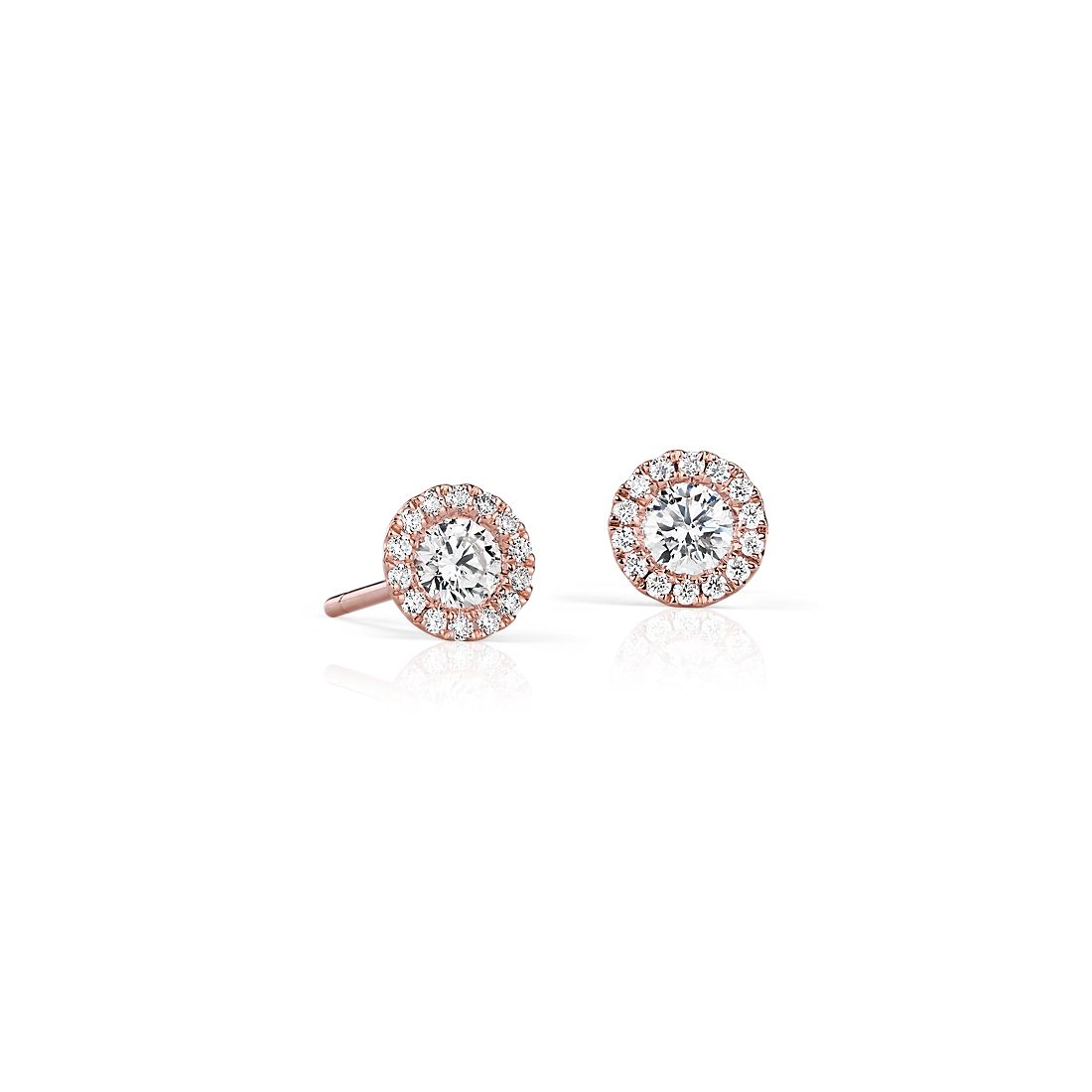 Aretes de diamantes con halo Martini en oro rosado de 14 k (1/2 qt. total)