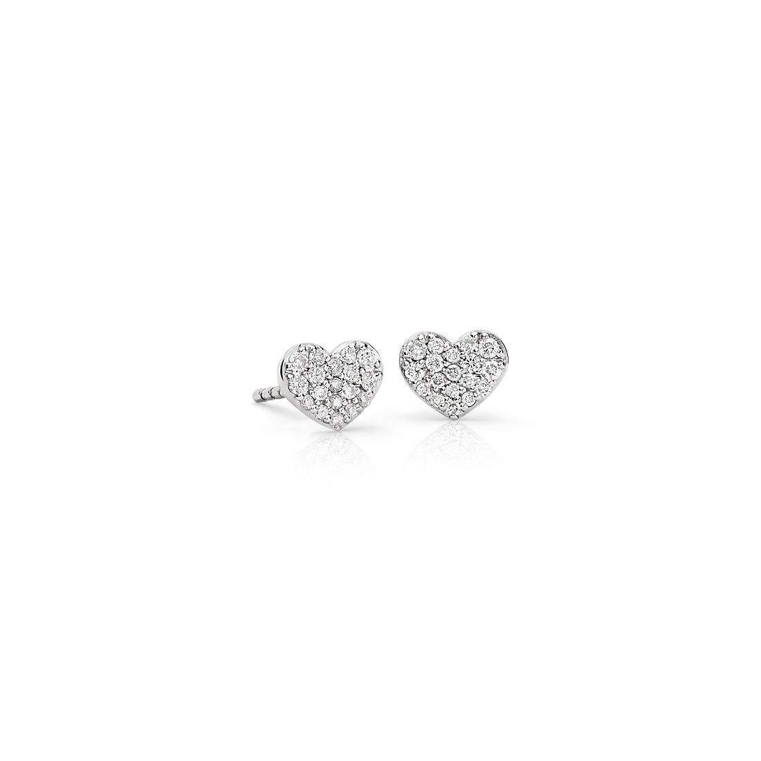 Mini Diamond Heart Stud Earrings in 14k White Gold (1/10 ct. tw.)