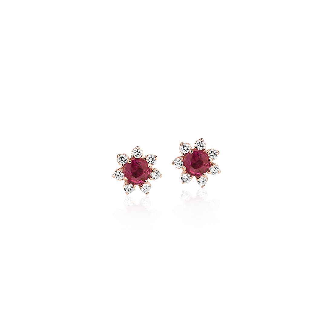 Sparkling Oval Red Ruby Earrings Women Wedding Jewelry 14K Rose Gold Plated