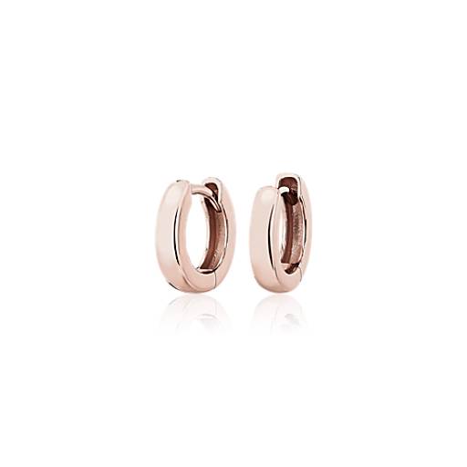 Mini Wide Huggie Hoop Earrings in 14k Rose Gold | Blue Nile SG