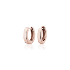Mini Wide Huggie Hoop Earrings in 14k Rose Gold