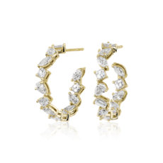 Mixed Shaped Diamond Hoop Earrings in 14k Yellow Gold (1.98 ct. tw.)