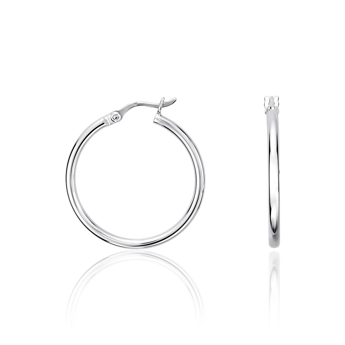 Small Modern Hoop Earrings in Sterling Silver (1'')