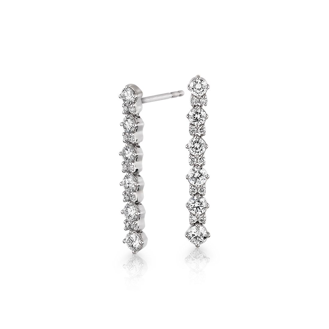 Monique Lhuillier Diamond Round Linear Drop Earrings in 18k White Gold (1 ct. tw.)