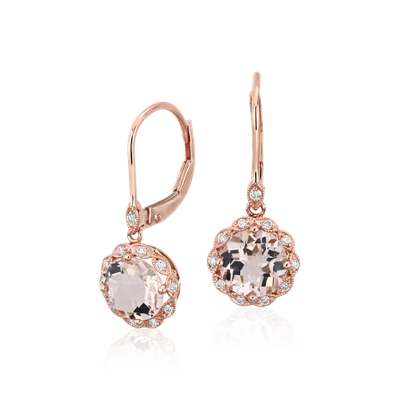 Morganite halo earrings