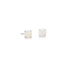 Puces d’oreilles en opale en or blanc 18 carats(5 mm)