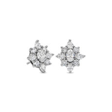NEW Oval Diamond Burst Earrings in 14k White Gold (1 1/2 ct. tw.)