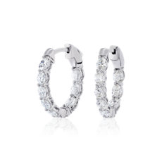 NEW Oval Diamond Eternity Hoop Earrings in 14k White Gold (2 ct. tw.)