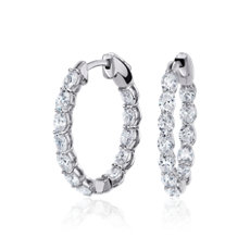 NEW Oval Diamond Eternity Hoop Earrings in 14k White Gold (3 ct. tw.)